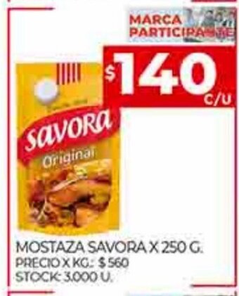 Supermercados DIA Mostaza Savora x 250g oferta