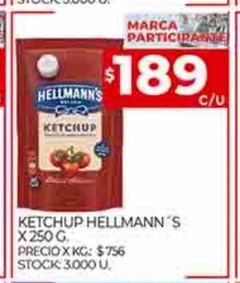 Supermercados DIA Ketchup Hellmann's x 250g oferta