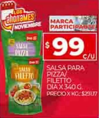 Supermercados DIA Salsa Para Pizza Filetto Dia x 340g oferta