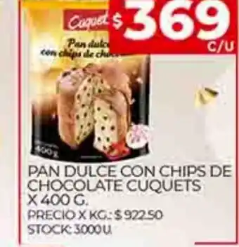 Supermercados DIA Pan Dulce Con Chips De Chocolate Cuquets x 400g oferta