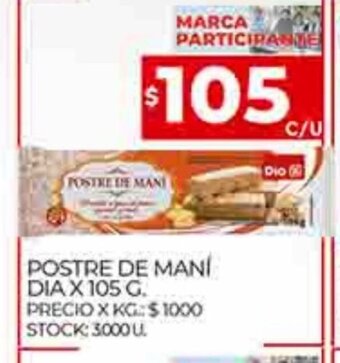 Supermercados DIA Postre De Maní Dia x 105g, oferta