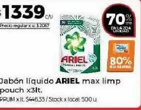 Disco Jabón líquido ariel max limp pouch oferta