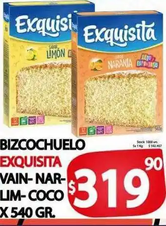 Supermercados Mariano Max Bizcochuelo exquisita vain- nar- lim- coco oferta