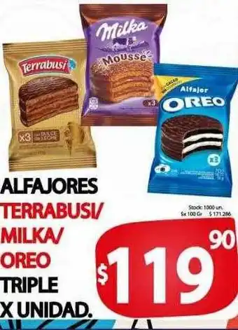 Supermercados Mariano Max Alfajores terrabusi o milka o oreo triple oferta