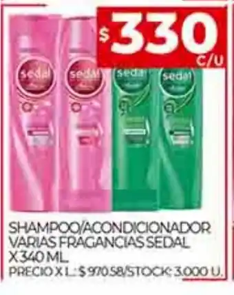 Supermercados DIA Shampoo / Acondicionador Varias Fragancias Sedal x 340 ml. oferta