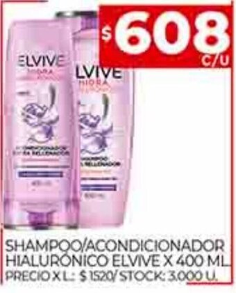 Supermercados DIA Shampoo / Acondicionador Hialuronico Elvive x 400ml oferta