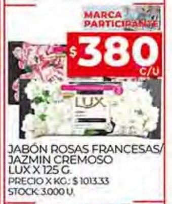 Supermercados DIA Jabón Rosas Francesas/ Jazmin Cremoso Lux x 125 g. oferta