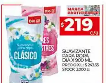 Supermercados DIA Suavizante Para Ropa Dia x 900 ml. oferta