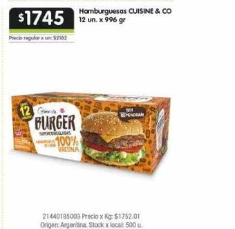 Jumbo Hamburguesas cuisine & co oferta
