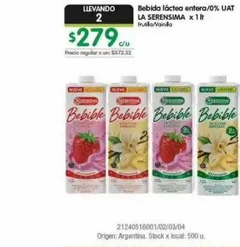 Jumbo Bebida láctea entera 0% uat la serenisima oferta