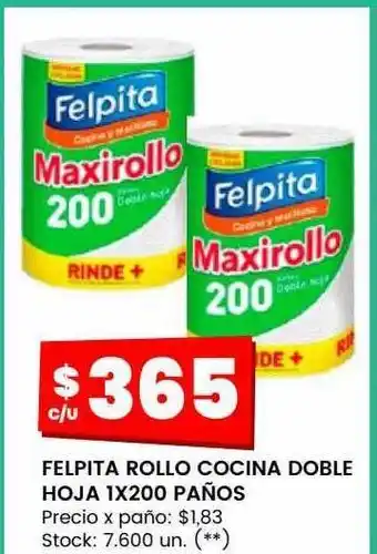 Changomas Felpita rollo cocina doble hoja 1x200 paños oferta