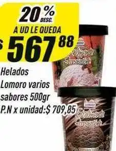Supermercados Comodin Helados lomoro varios sabores oferta
