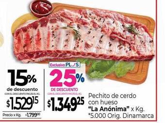 La Anonima Pechito de cerdo con hueso oferta