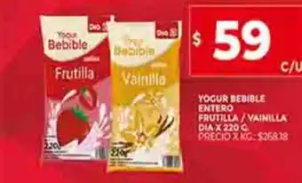 Yogur Bebible Entero Frutilla / Vainilla Dia x 220g