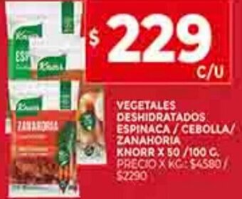 Supermercados DIA Vegetales Deshidratado Espinaca / Cebolla / Zanahoria Knorr x 50/ 100g oferta