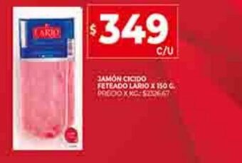 Supermercados DIA Jamón Cocido Feteado Lario x 150g oferta