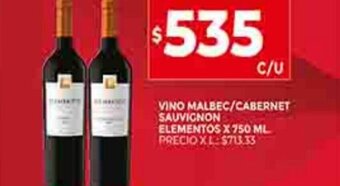 Supermercados DIA Vino Malbec/Cabernet Sauvignon Elementos x 750 ml. oferta