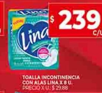 Supermercados DIA Toalla Incontinencia Con Alas Lina x 8u oferta
