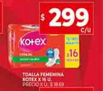 Supermercados DIA Toalla Femenina Kotex x 16U oferta