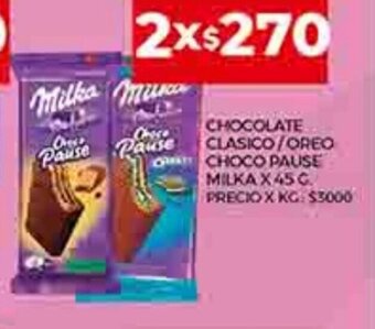 Supermercados DIA Chocolate Clasico/ Oreo Choco Pause Milka x 45 g. oferta
