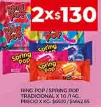 Supermercados DIA Ring Pop/ Spring Pop Tradicional x 10/14 g. oferta