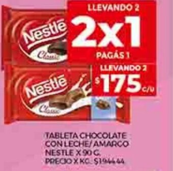 Supermercados DIA Tableta Chocolate con Leche/amargo Nestle x 90 g. oferta