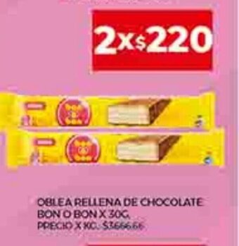 Supermercados DIA Oblea Rellena De Chocolate Bon O Bon x 30 g. oferta