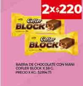 Supermercados DIA Barra De Chocolate Con Mani Cofler Block x 38 g. oferta