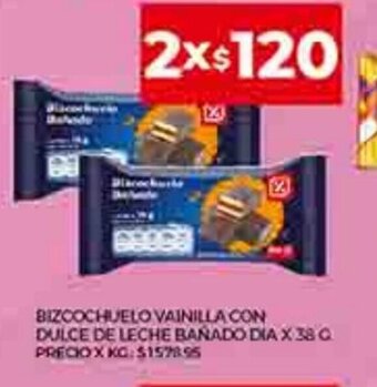 Supermercados DIA Bizcochuelo Vainilla Con Dulce De Leche Bañado Dia x 38 g. oferta