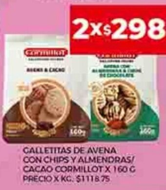 Supermercados DIA Galletitas De Avena Con Chips Y almendras/ Cacao Cormillot x 160 g. oferta