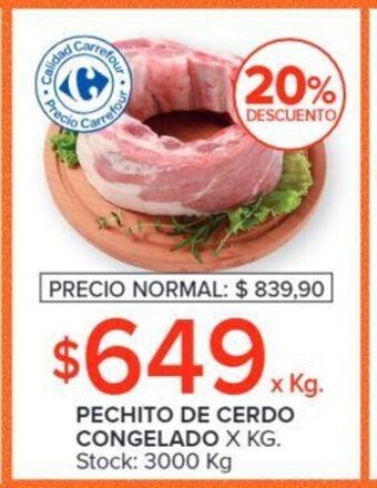 Carrefour Pechito De Cerdo Congelado x kg. oferta