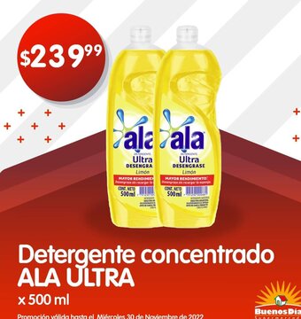 Supermercados Buenos Días Detergente Concentrado Ala Ultra x 500ml oferta