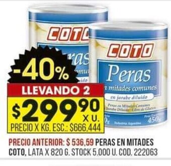 Coto Peras En Mitades Coto oferta