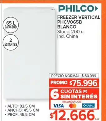 Carrefour Freezer Vertical PHCV065B Blanco oferta