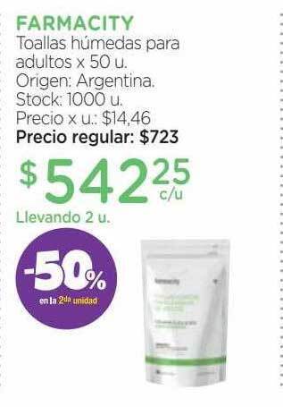 Farmacity Farmacity toallas húmedas para adultos -50% en la 2da unidad oferta
