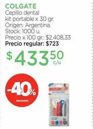 Farmacity Colgate cepillo dental kit portable -40% descuento oferta