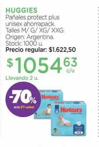 Farmacity Huggies pañales protect plus unisex ahorrapack -70% en la 2da unidad oferta