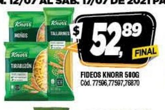 Supermercados Yaguar Fideos Knorr 500g oferta