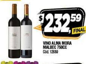 Supermercados Yaguar Vino Alma Mora Malbec 750cc oferta