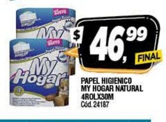 Supermercados Yaguar Papel Higienico My Hogar Natural 4Rolx30m oferta