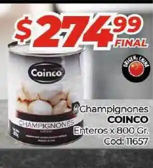 Diarco Coinco Champignones Enteros 800gr oferta