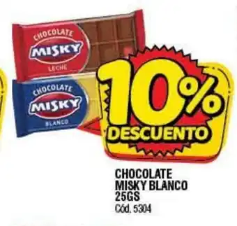 Supermercados Yaguar Chocolate Misky Blanco 25gs oferta