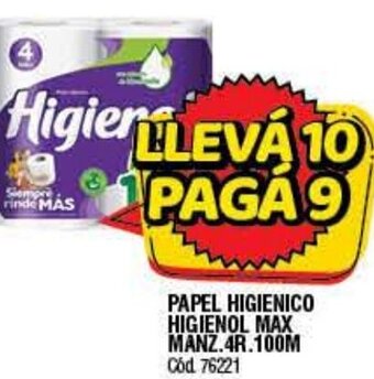 Supermercados Yaguar Papel Higienico Higienol Max Manz.4r.100m oferta