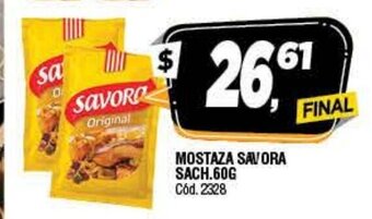 Supermercados Yaguar Mostaza Savora Sach. 60g oferta