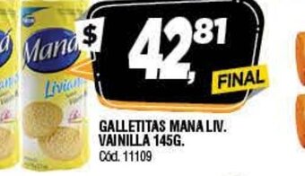 Supermercados Yaguar Galletitas Mana Liv. Vainilla 145g oferta