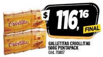 Supermercados Yaguar Galletitas Criollitas 500g Pentapack oferta