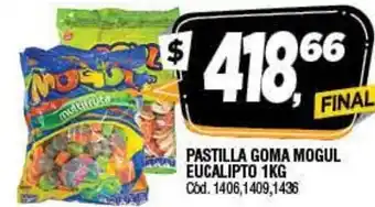 Supermercados Yaguar Pastilla Goma Mogul Eucalipto 1kg oferta
