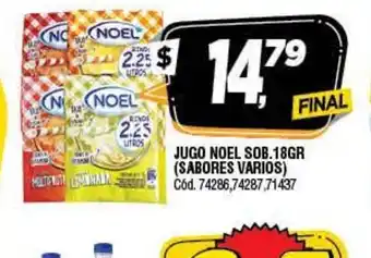 Supermercados Yaguar Jugo Noel Sob. 18gr oferta