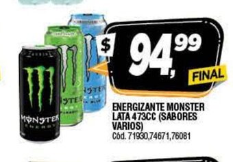 Supermercados Yaguar Energizante Monster Lata 473cc oferta