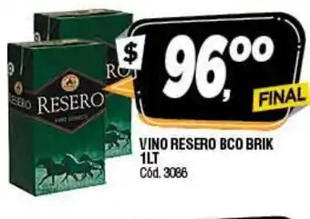 Supermercados Yaguar Vino Reserbo Bco Brik 1lt oferta